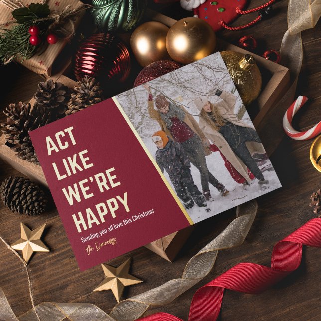 Tarjeta Festiva Con Relieve Metalizado Foto divertida de Navidades felices (Subido por el creador)