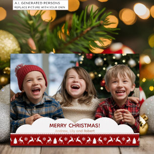 Tarjeta Festiva Con Relieve Metalizado Foto dulce de Navidad de los niños