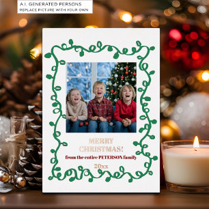Tarjeta Festiva Con Relieve Metalizado Foto dulce de Navidad de los niños
