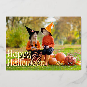 Tarjeta Festiva Con Relieve Metalizado Foto elegante de Halloween feliz