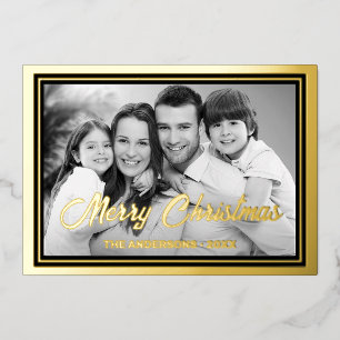 Tarjeta Festiva Con Relieve Metalizado Foto familiar Convertir automáticamente la image