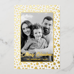 Tarjeta Festiva Con Relieve Metalizado Foto familiar Convertir automáticamente la image