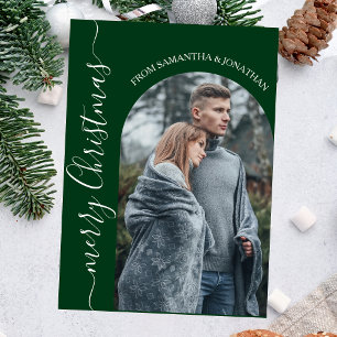 Tarjeta Festiva Con Relieve Metalizado Foto familiar de navidades elegantes Red Buffalo P