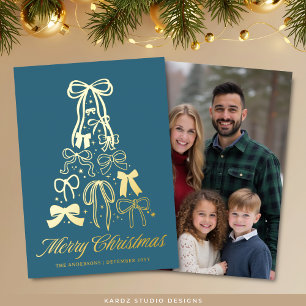 Tarjeta Festiva Con Relieve Metalizado Foto familiar muestra tarjeta de Relieve metalizad