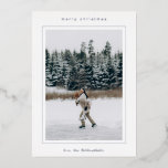 Tarjeta Festiva Con Relieve Metalizado Foto fronteriza minimalista de Navidades modernos<br><div class="desc">Tarjeta de Navidades modernos con un diseño minimalista con tu foto dentro de un marco simple.</div>