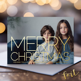 Tarjeta Festiva Con Relieve Metalizado Foto horizontal: color azul navideño