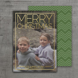 Tarjeta Festiva Con Relieve Metalizado Foto horizontal Marinoso Desoro de Navidad dorado