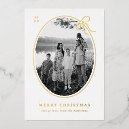 Tarjeta Festiva Con Relieve Metalizado Foto Mínima En Forma De Oval Con Arco De Azulejos 