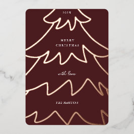 Tarjeta Festiva Con Relieve Metalizado Foto minimalista de árbol de Navidad con lámina de