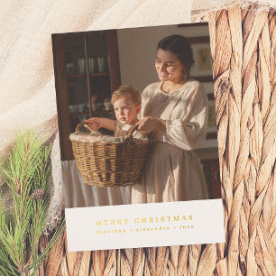 Tarjeta Festiva Con Relieve Metalizado Foto minimalista de navidad