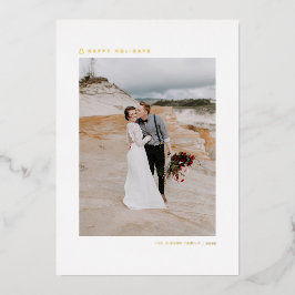 Tarjeta Festiva Con Relieve Metalizado Foto Minimalista moderna del árbol de Navidad