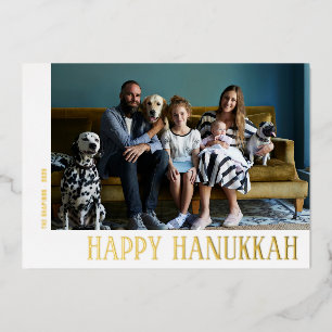 Tarjeta Festiva Con Relieve Metalizado Foto moderna de Hanukkah