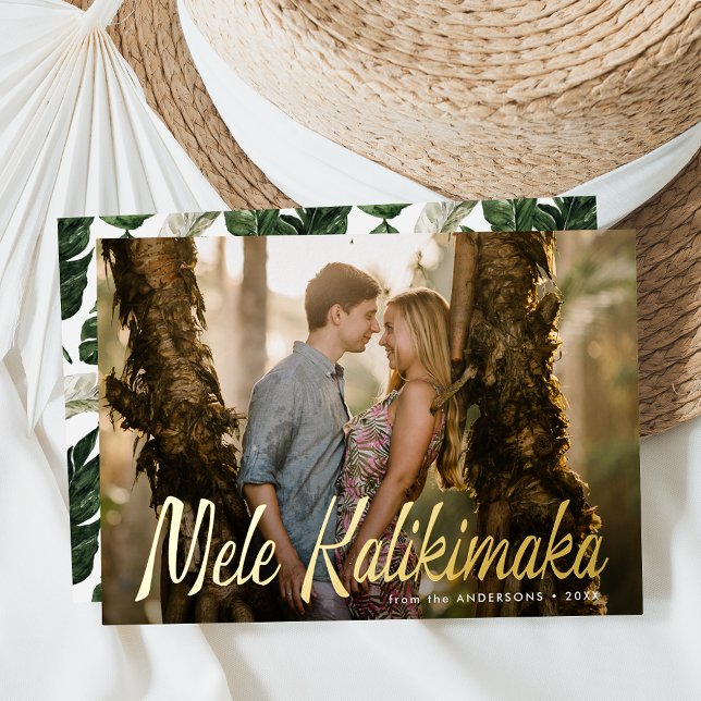 Tarjeta Festiva Con Relieve Metalizado Foto moderna de Mele Kalikimaka (Subido por el creador)