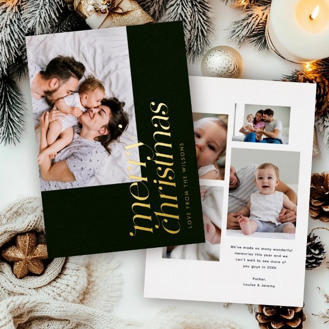 Tarjeta Festiva Con Relieve Metalizado Foto moderna de navidad de merry (Subido por el creador)
