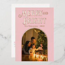 Tarjeta Festiva Con Relieve Metalizado Foto moderna de Navidades Rosas y rosados de Rubor