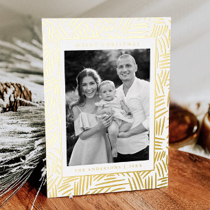 Tarjeta Festiva Con Relieve Metalizado Foto moderna de oro con salpicón