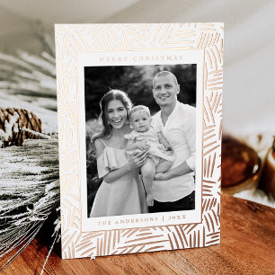 Tarjeta Festiva Con Relieve Metalizado Foto moderna de oro rosa con guiones