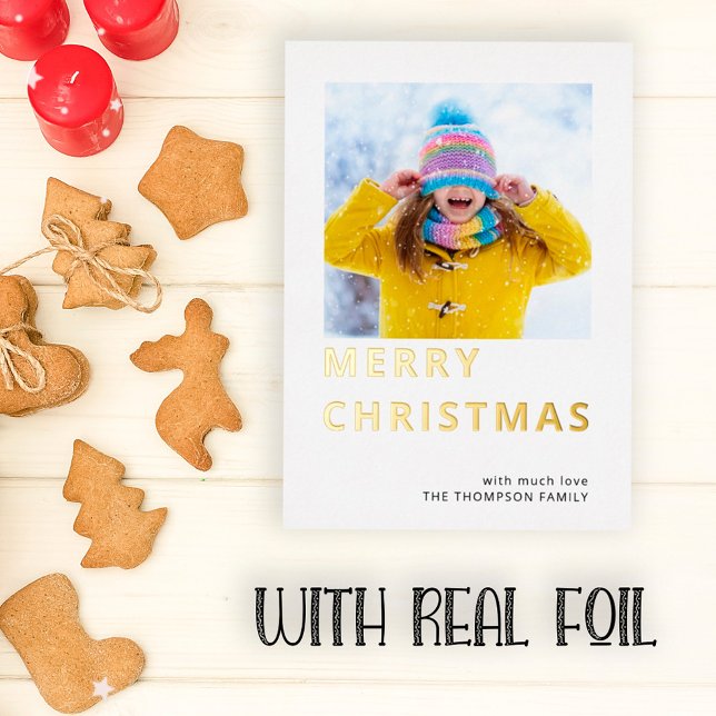 Tarjeta Festiva Con Relieve Metalizado Foto moderna Feliz Navidad (Subido por el creador)