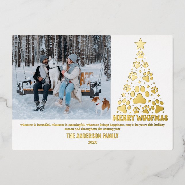 Tarjeta Festiva Con Relieve Metalizado Foto moderna Tarjeta navideña de Relieve metalizad (Anverso)