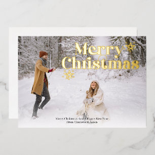 Tarjeta Festiva Con Relieve Metalizado Foto navideña personalizada