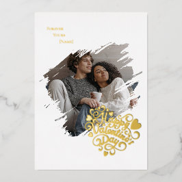 Tarjeta Festiva Con Relieve Metalizado Foto personalizada del Día de San Valentín que Rob