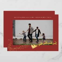 Tarjeta Festiva Con Relieve Metalizado Foto Roja Nunca Demasiado Viejo