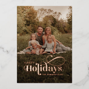 Tarjeta Festiva Con Relieve Metalizado Foto rústica de Felices Fiestas