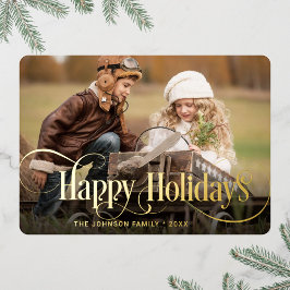 Tarjeta Festiva Con Relieve Metalizado FOTO Sencillamente Elegante Navidades Sparkle Gold