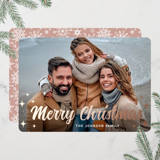 Tarjeta Festiva Con Relieve Metalizado FOTO Sparkle Merry Christmas Greet Gold Rosa (Subido por el creador)
