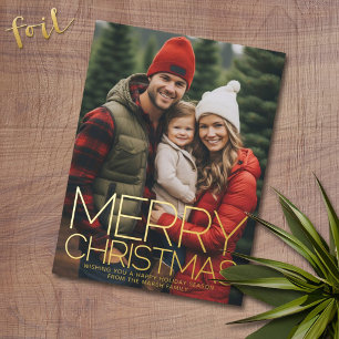 Tarjeta Festiva Con Relieve Metalizado Foto vertical - Feliz Navidad - estrella rosa roja