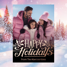 Tarjeta Festiva Con Relieve Metalizado Fotografía de Felices Fiestas