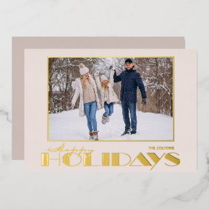 Tarjeta Festiva Con Relieve Metalizado Fotografía de Felices Fiestas