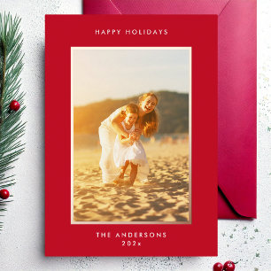 Tarjeta Festiva Con Relieve Metalizado Fotografía de marco de Navidades sencillos y elega