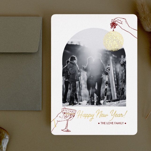Tarjeta Festiva Con Relieve Metalizado Fotografía familiar de año nuevo (Subido por el creador)