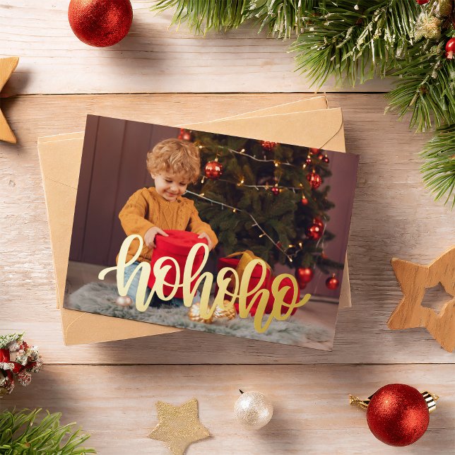 Tarjeta Festiva Con Relieve Metalizado Fotografía HO HO de HO de HO moderna (Subido por el creador)