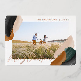 Tarjeta Festiva Con Relieve Metalizado Fotografía moderna minimalista en acuarela de terr