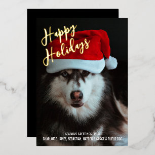 Tarjeta Festiva Con Relieve Metalizado Fotografía personalizada de Felices Fiestas