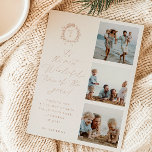 Tarjeta Festiva Con Relieve Metalizado Fotomontaje de monograma botánico vintage 3<br><div class="desc">¡Es el momento más maravilloso del año!,  Tarjeta de vacaciones de foil con marco de monograma botánico vintage,  3 fotos. Características,  fondos beige con tipografía elegante.</div>