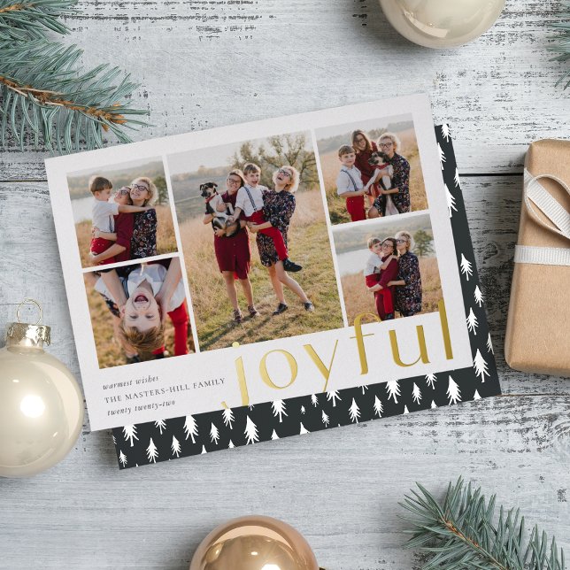 Tarjeta Festiva Con Relieve Metalizado Fotos alegres de cinco (Subido por el creador)