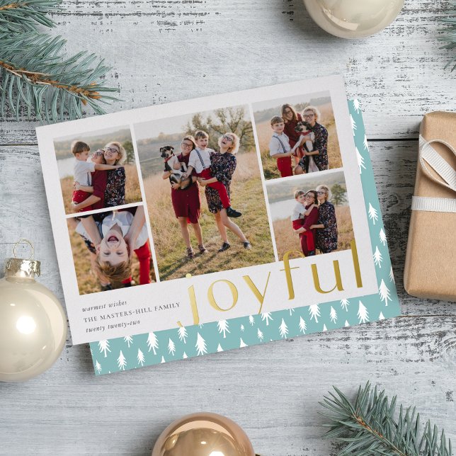 Tarjeta Festiva Con Relieve Metalizado Fotos alegres de cinco (Subido por el creador)