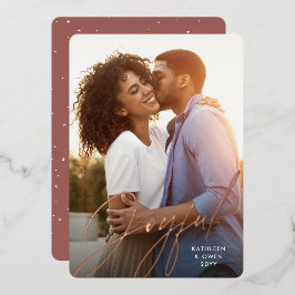 Tarjeta Festiva Con Relieve Metalizado Fotos alegres de rosas de guión moderno de Navidad