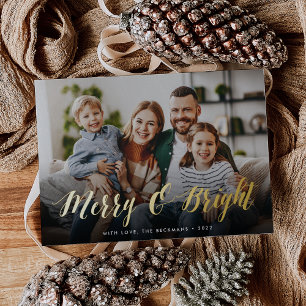 Tarjeta Festiva Con Relieve Metalizado Fotos completas de merry y Bright