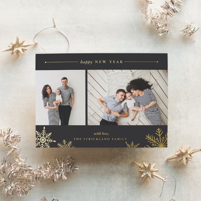 Tarjeta Festiva Con Relieve Metalizado Fotos de Año Nuevo de Merry Snowflake (Subido por el creador)