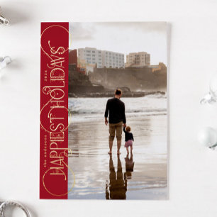 Tarjeta Festiva Con Relieve Metalizado fotos de espirales doradas clásicas y elegantes FE
