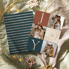 Tarjeta Festiva Con Relieve Metalizado Fotos de festividades neutrales de rayas modernas