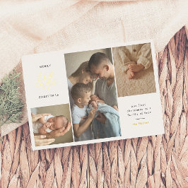 Tarjeta Festiva Con Relieve Metalizado Fotos de la Primera Navidad de Merry Little Navida