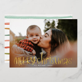 Tarjeta Festiva Con Relieve Metalizado Fotos de navidad del Clásico de Whimy