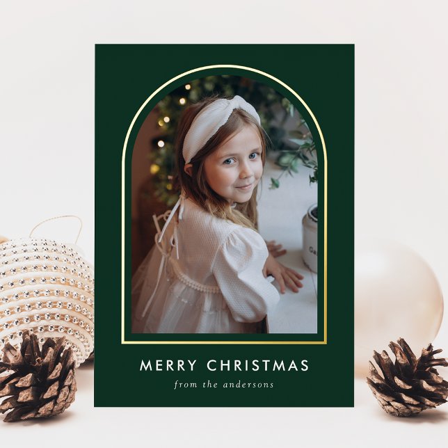 Tarjeta Festiva Con Relieve Metalizado Fotos del Arco Verde de Feliz Navidad (Subido por el creador)