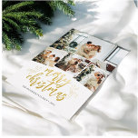 Tarjeta Festiva Con Relieve Metalizado Fotos del guión del pincel de navidad de Feliz<br><div class="desc">Feliz Navidad en escritura de pincel moderna.</div>