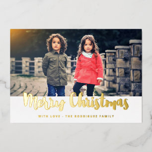 Tarjeta Festiva Con Relieve Metalizado Fotos familiares de moda navideña